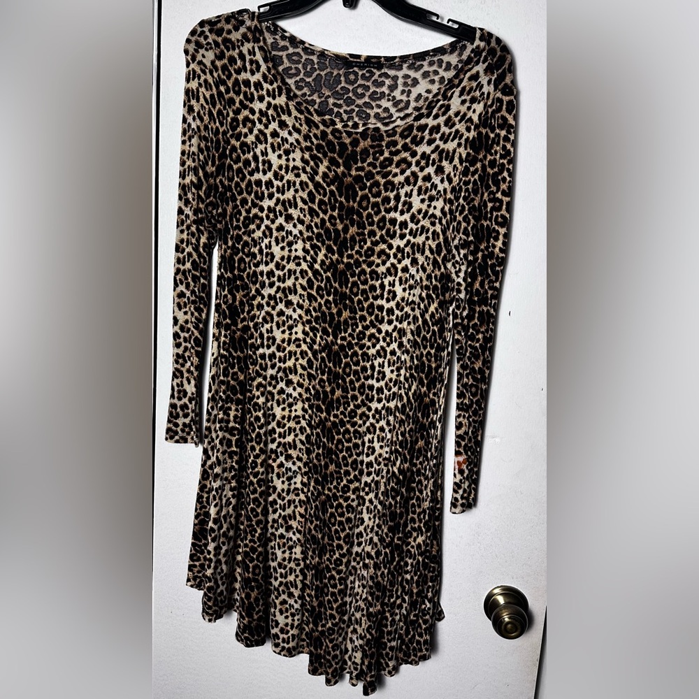 Leopard Print Long Sleeve Dress